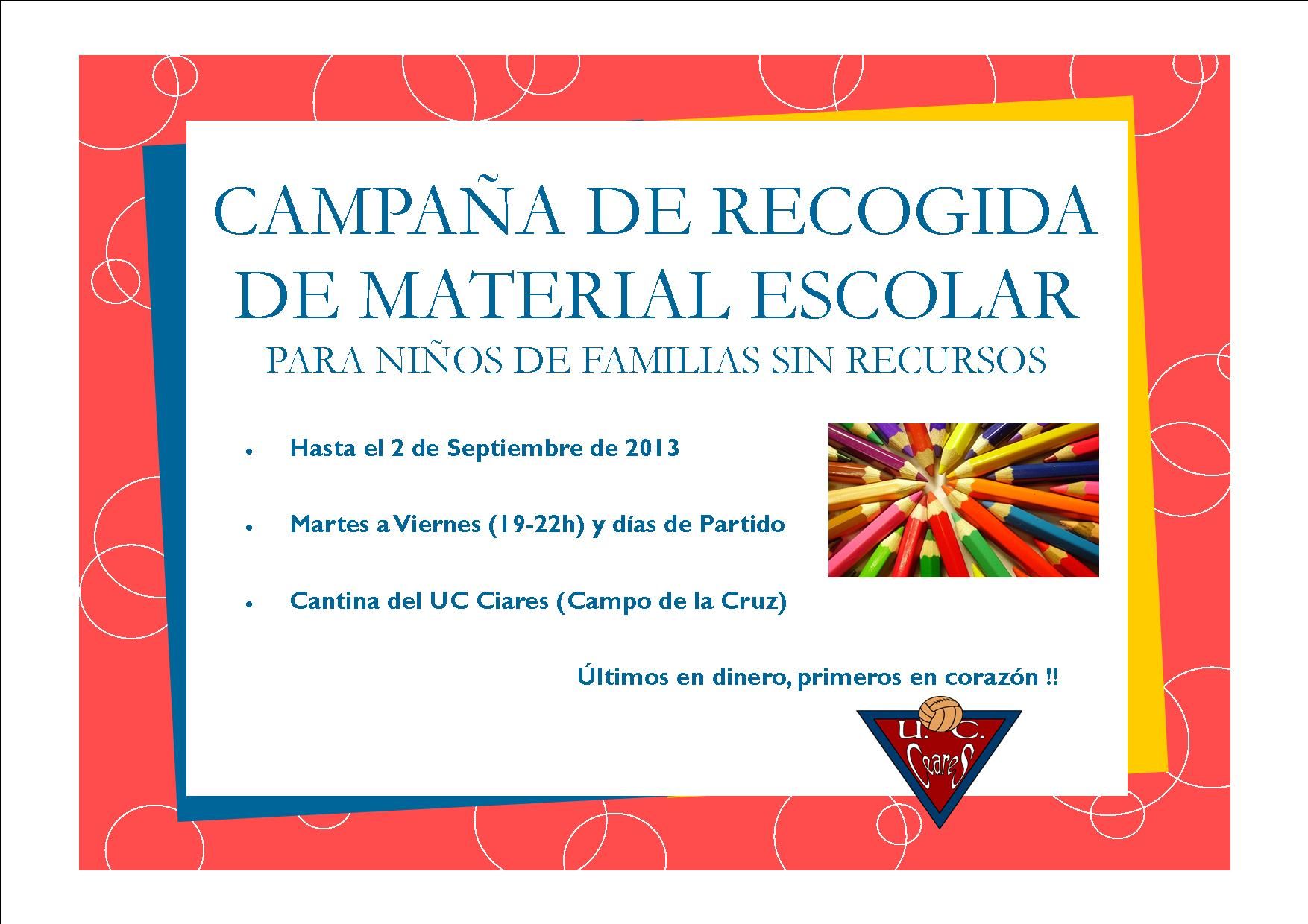 Cartel Recogida Material Escolar